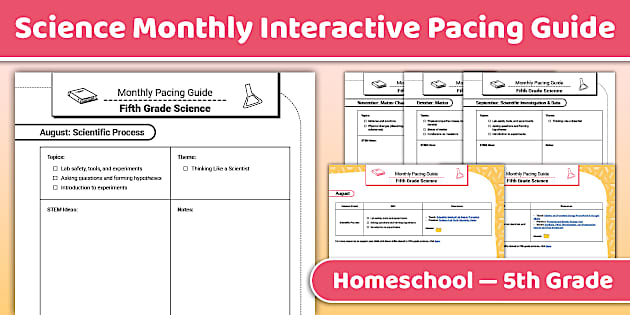 Monthly Pacing Guide for Homeschool Fifth Grade Science