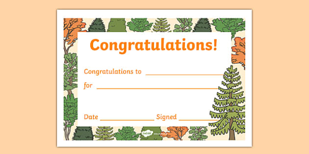 Tree Themed Editable Certificate (teacher made) - Twinkl