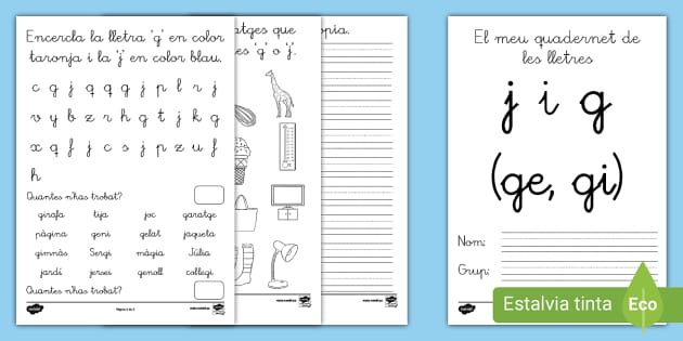 Quadernet De Lectoescriptura: Les Lletres J I G Ge Gi - Català