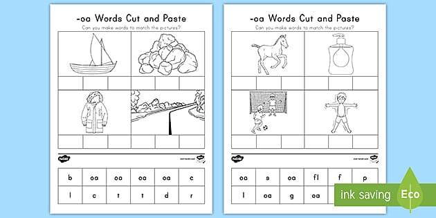 -oa Digraphs Cut and Paste Worksheet (teacher made) - Twinkl