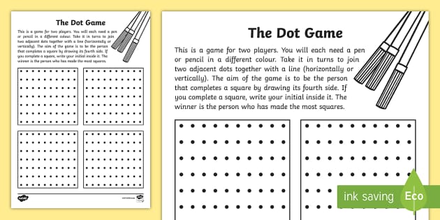 Dot Game Worksheet Worksheet