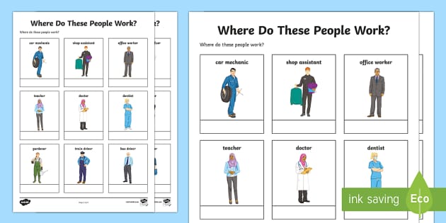 Where does your parents. Where does he work Worksheets for Kids. Работы Worksheets. Where does jobs work for Kids. Where do they work Worksheet.