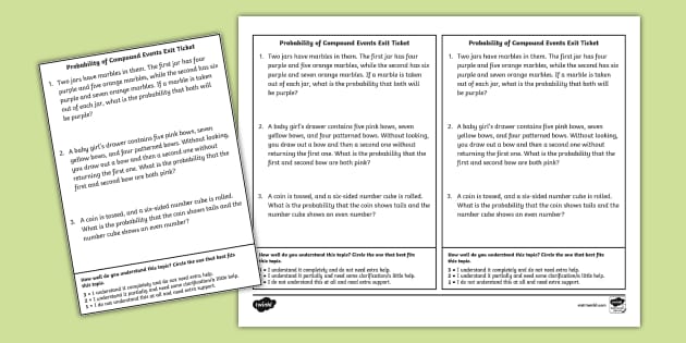 Seventh Grade Probability of Compound Events Exit Ticket