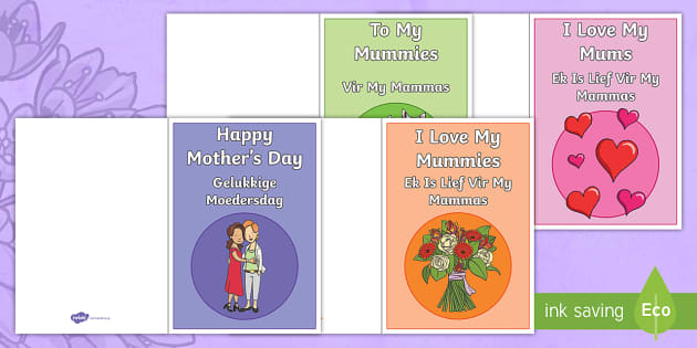 Happy Mother's Day Greeting Cards English/Afrikaans - Twinkl