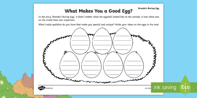 Brenda's Boring Egg: What Makes You a Good Egg? Worksheet / Worksheet