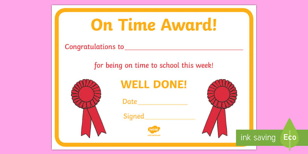 FREE Punctually Award Certificate Punctually