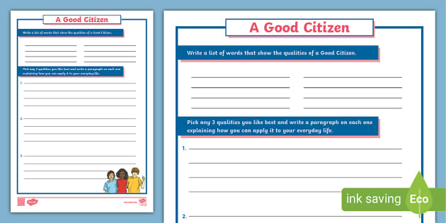 Free Printable Citizenship Worksheets For Kindergarten