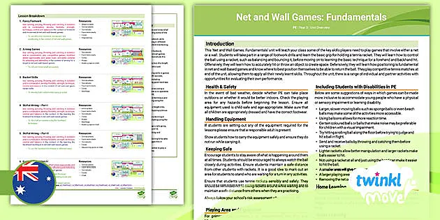 FREE! - Year 3 Net and Wall Games: Fundamentals Unit Overview