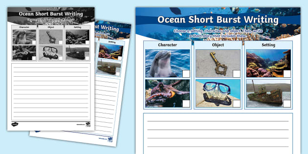 Ocean Short Burst Writing Template (teacher made) - Twinkl