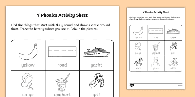 Y Phonics Worksheet Letter Activity Classroom Resource