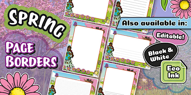 Spring Border For Documents Spring Decorative Page Border