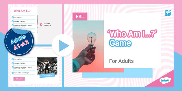 ESL 'Who Am I...?' Game [Adults, A1-A2] (professor feito)