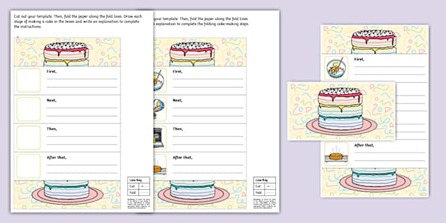 Folding Making a Cake Sequencing Template (teacher made)