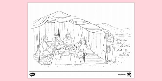 Rouwen taart litteken FREE! - Abraham in Tent Colouring | Colouring Sheets | Twinkl