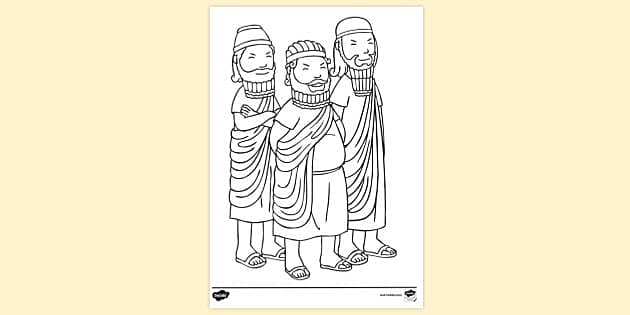 Smirking Babylonian Governors - Colouring Sheet - Twinkl