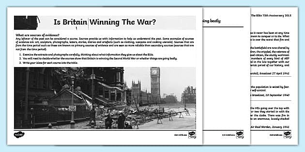 The Blitz Using Evidence - The Blitz Teaching Resources