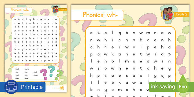 Grade 2 Phonics: wh- Wordsearch - Twinkl