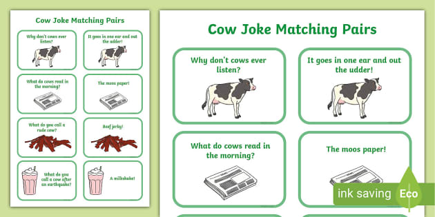 Cow Joke Matching Pairs Teacher Made Twinkl