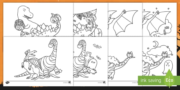 Halloween Dinosaurs Colouring Pages (teacher made)