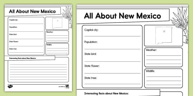 All About New Mexico Research Activity for K-2nd Grade