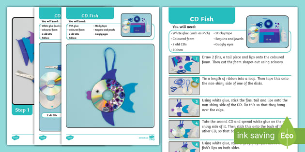 CD Fish Craft Instructions (Under the Sea) (teacher made)