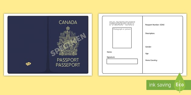 Passport Template Canada Writing Resources Easy To Use 0736