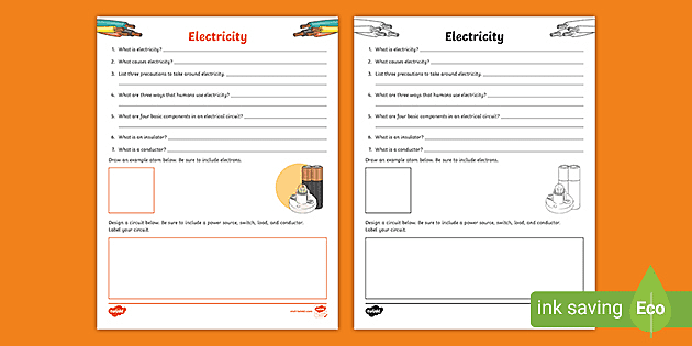 printable electricity worksheet review and assessment