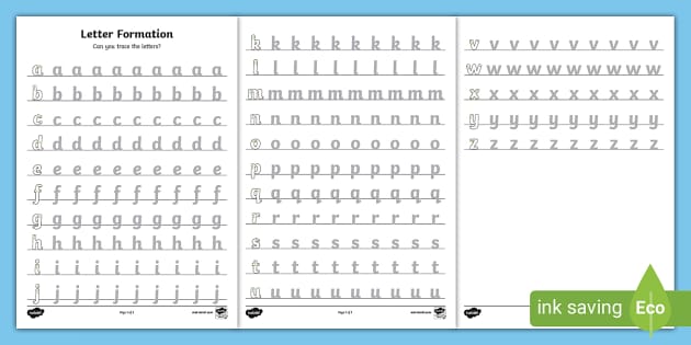Letter Formation Worksheet A-Z - Foundation Stage - Twinkl