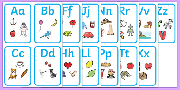 alphabet pictures set of cards primary education