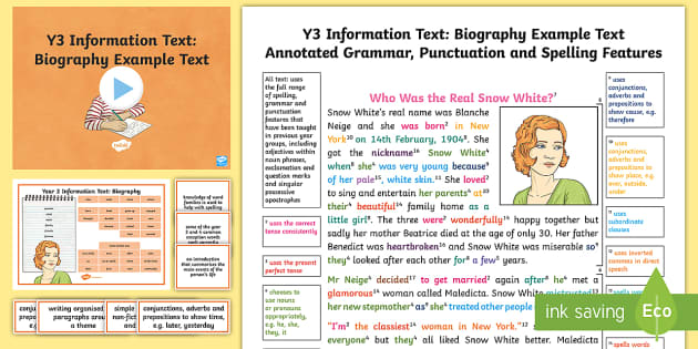 biography model text year 3