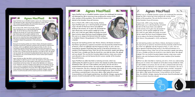 Agnes MacPhail Reading Comprehension Intermediate - Twinkl