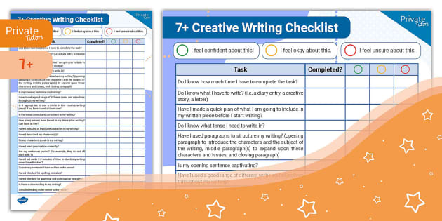 year 7 creative writing checklist