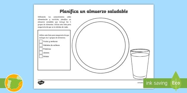 Planifica Un Almuerzo Saludable Ficha De Actividad