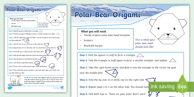 Origami Bear Face Craft  Origami For Beginners - Twinkl
