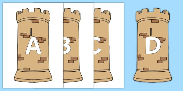 Turret Writing Pattern A-Z Alphabet on Turrets