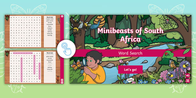 Minibeasts of South Africa Interactive Word Search - Twinkl