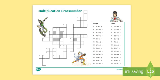 Year 4 Crossnumber Multiplication Worksheet