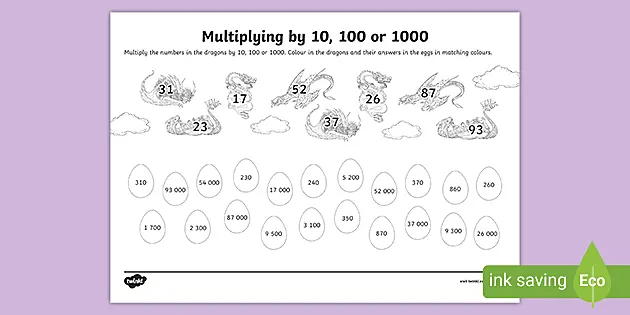 multiplying by 10 100 and 1000 worksheet teacher made
