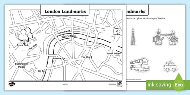 London Landmarks Cut and Stick Activity - Twinkl