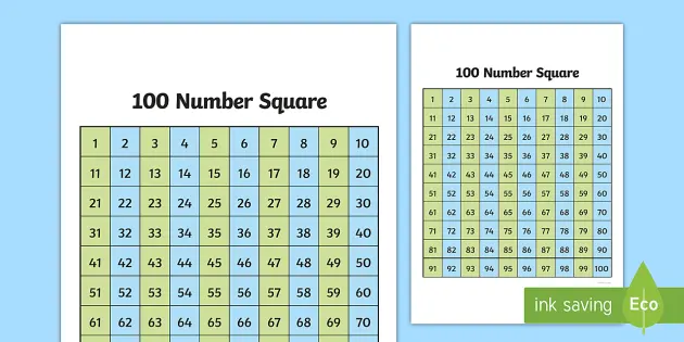 Free Number Square Printable 100 Square Printable, 60% OFF