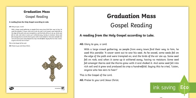 Graduation Mass Gospel Reading Print-Out (teacher made)