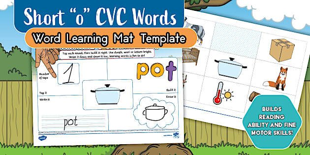 Short "o" CVC Word Learning Mat Template