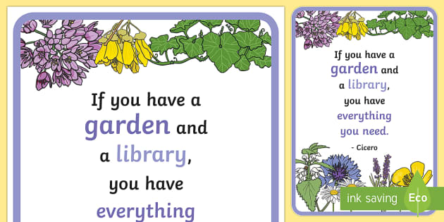 Floral Inspirational Quote By Cicero Display Poster