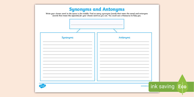 Synonyms or Antonyms? Level 2 Sorting Activity