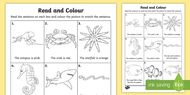 under the sea read and color worksheet teacher made