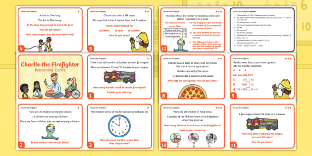 Charlie The Firefighter Year 2 Reasoning Differentiated Challenge Cards