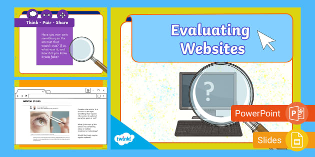 Evaluating Websites PowerPoint & Google Slides for 6th-8th