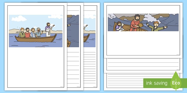 Jesus Calms the Storm Bible Story Writing Template - Twinkl
