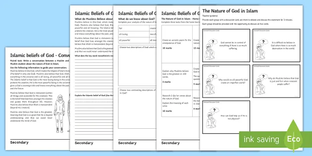 the nature of god in islam worksheet worksheets