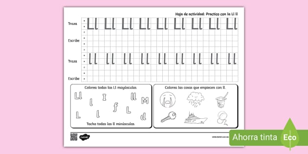 Hoja de actividad: Practico con la Ll ll - Twinkl